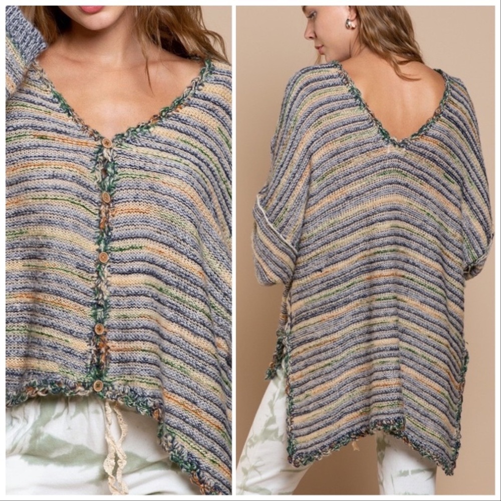 POL Palms Spring Stripe Sweater Cardigan - Picture 6 of 13